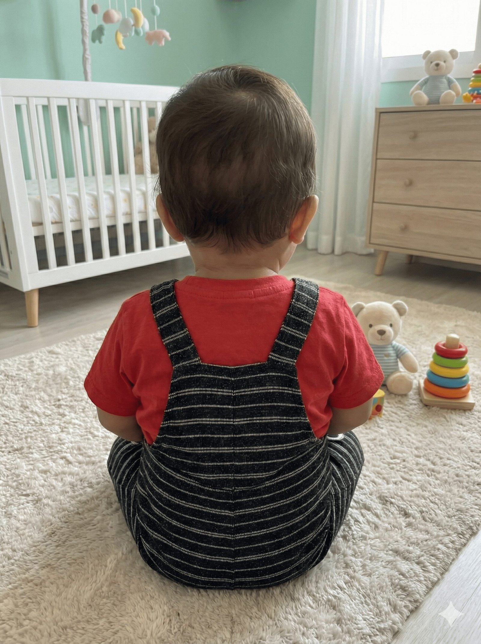 SPICE KIDS BABY Black Striped Bear Dungarees & Red Tee Set — view 2 of 3