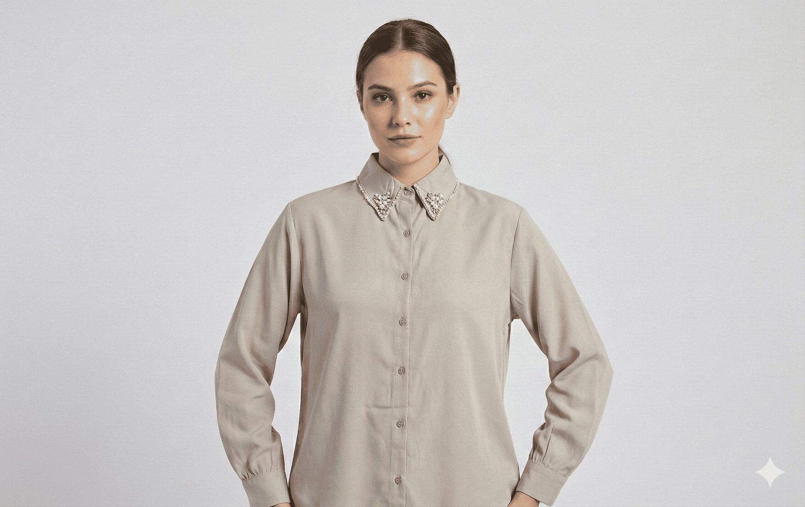 The Embellished Crystal Collar Shirt