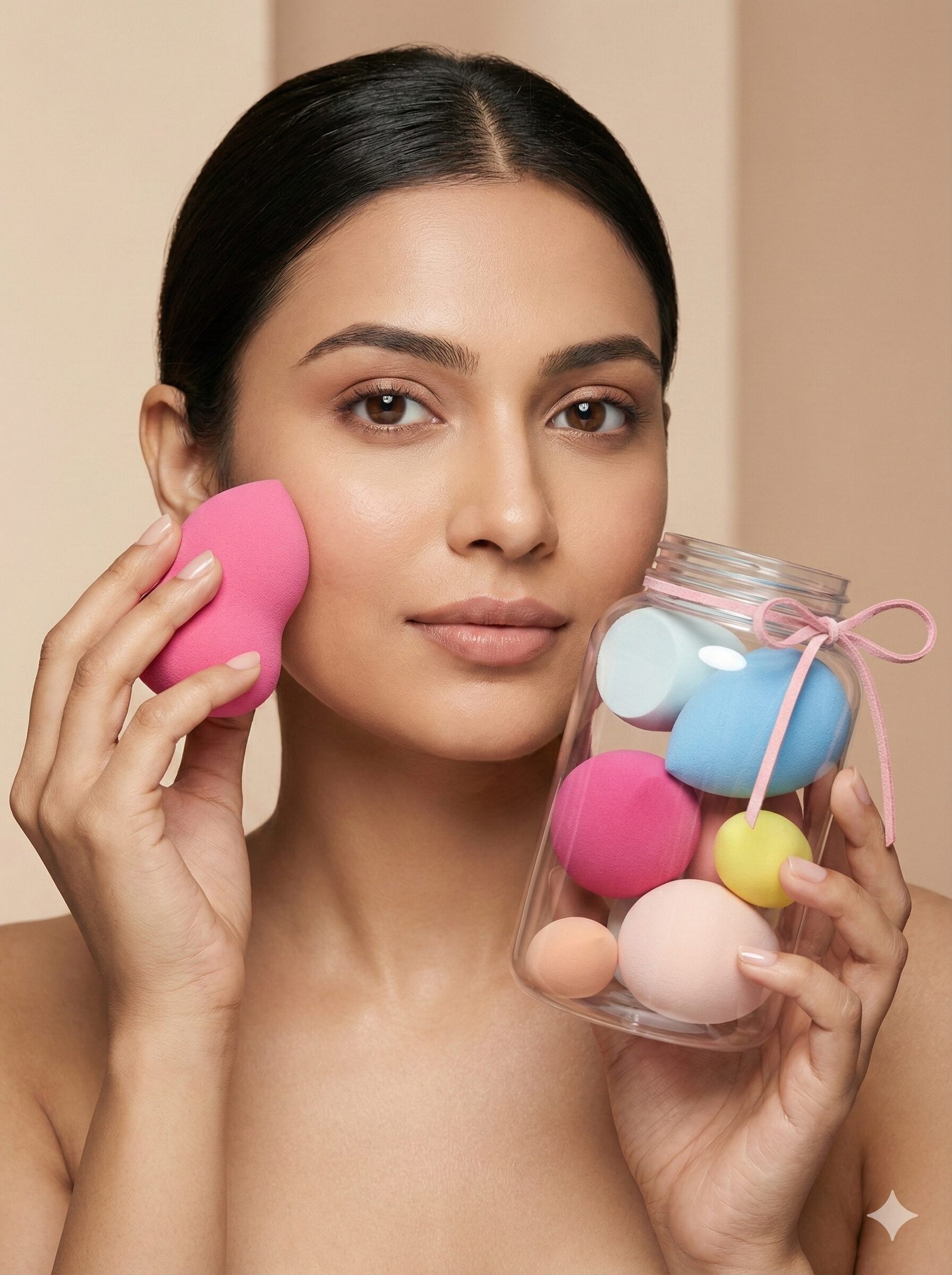 6-Piece Multi-Shape Makeup Sponge Jar Set — view 2 of 4