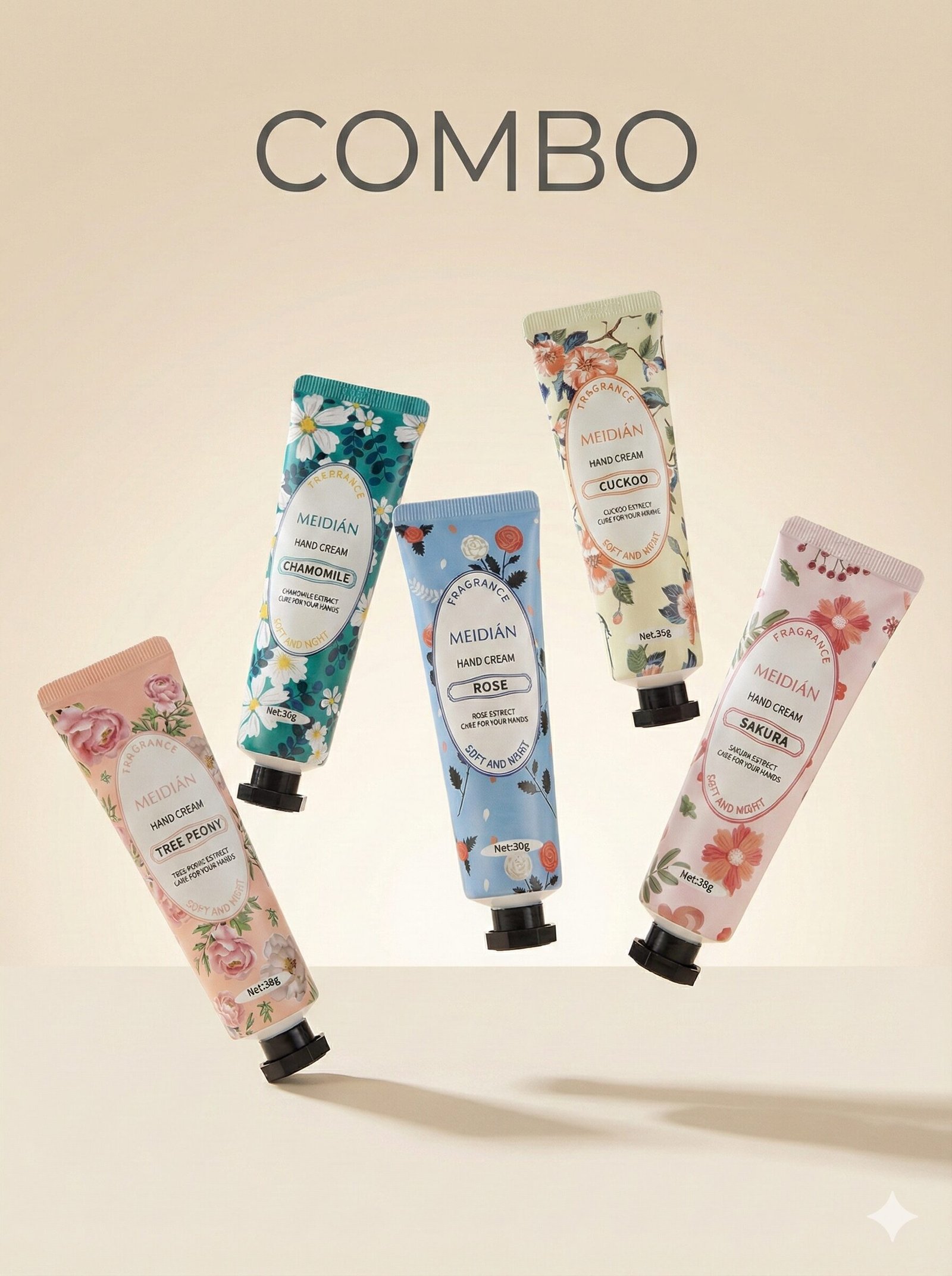 MEIDIÁN Flower Fragrance Hand Cream Combo Set Of (5)