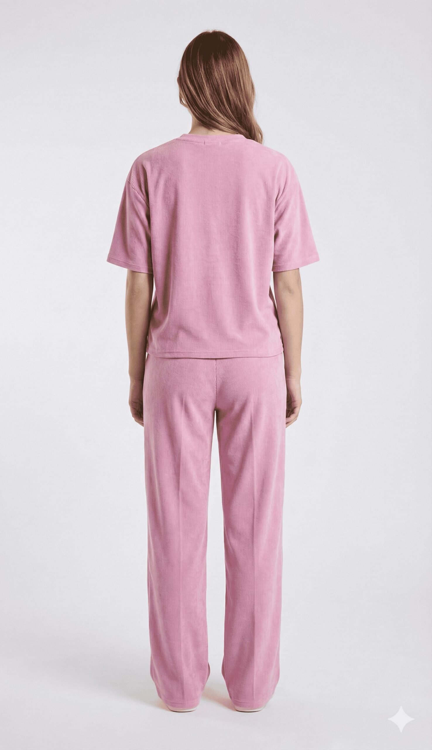 women's relaxed fit "daisy" tee & trouser duo pink color