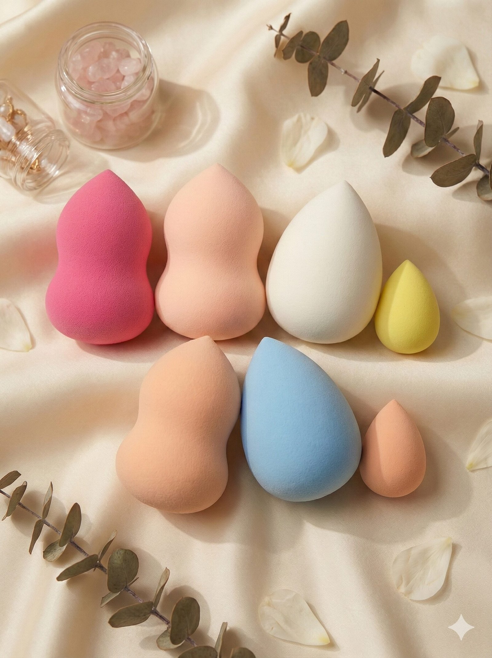 6-Piece Multi-Shape Makeup Sponge Jar Set — view 3 of 4