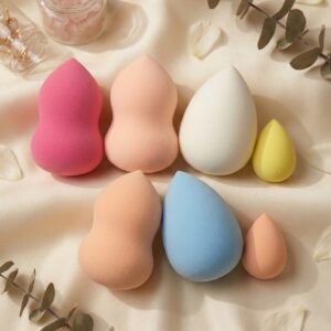 6 piece multi shape makeup sponge jar set