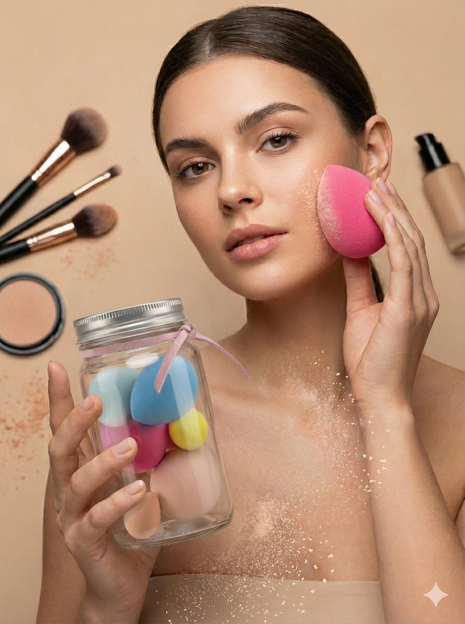 6-Piece Multi-Shape Makeup Sponge Jar Set — view 4 of 4