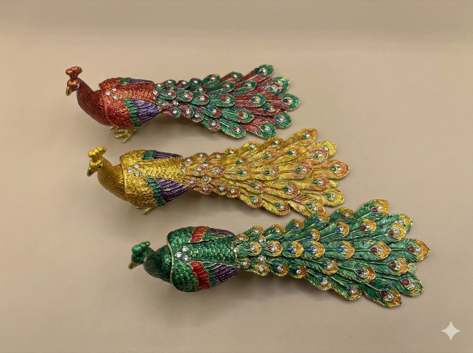 Majestic Jeweled Peacock Enamel Trinket Box (Collection)