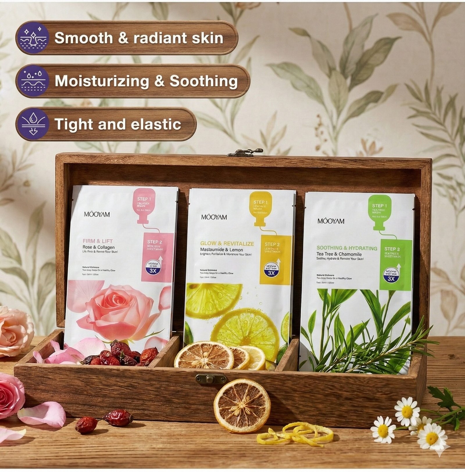MOOYAM 2-Step Facial Treatment Sheet Mask Combo Set (6-Pack)
