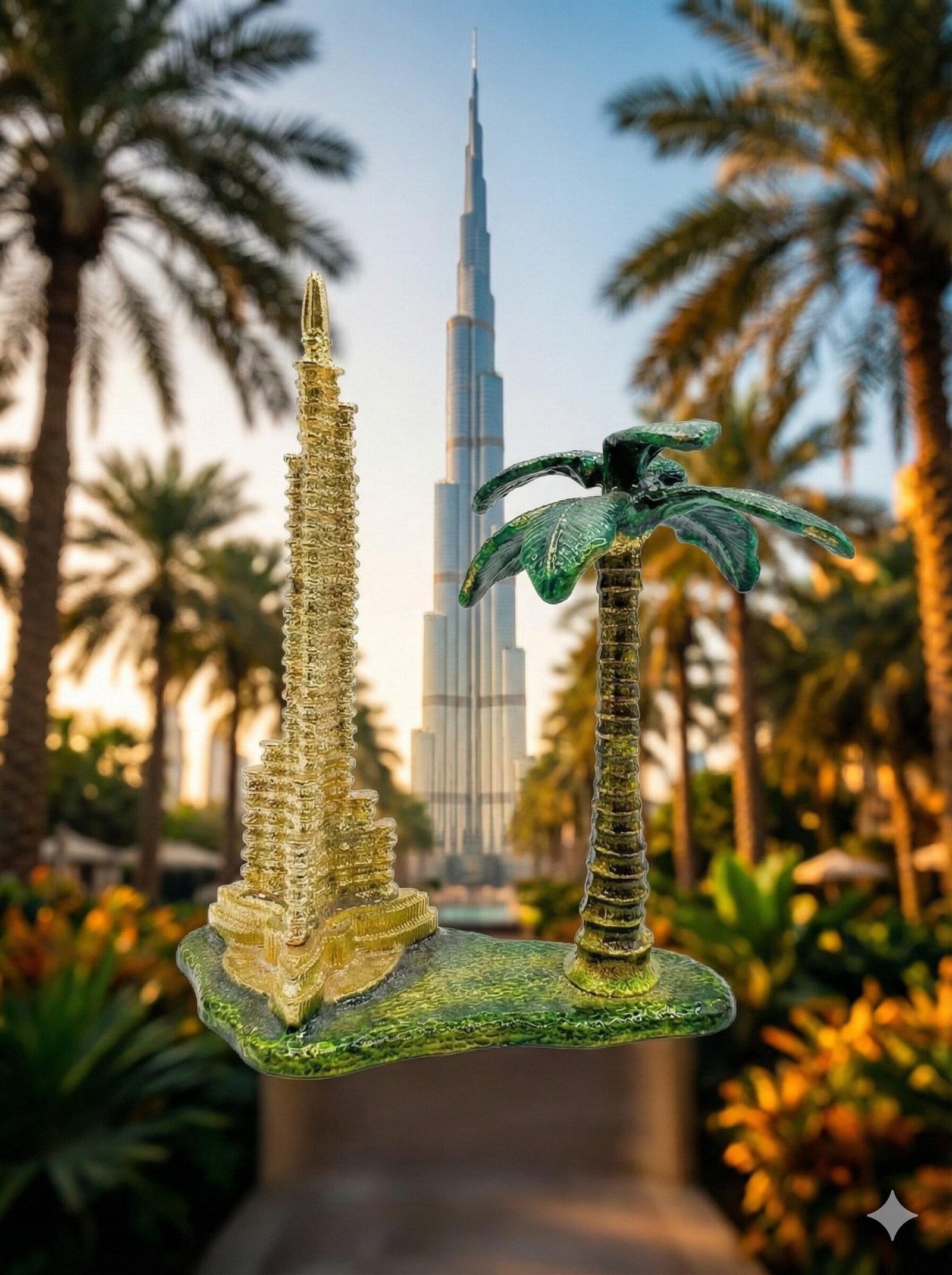 Golden Burj Khalifa & Date Palm Miniature Souvenir