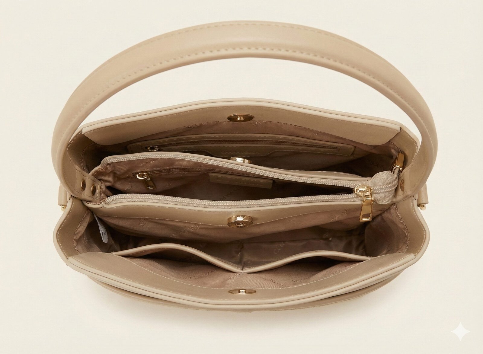 The Two-Tone Canvas & Leatherette Satchel – Sand Beige — view 4 of 4