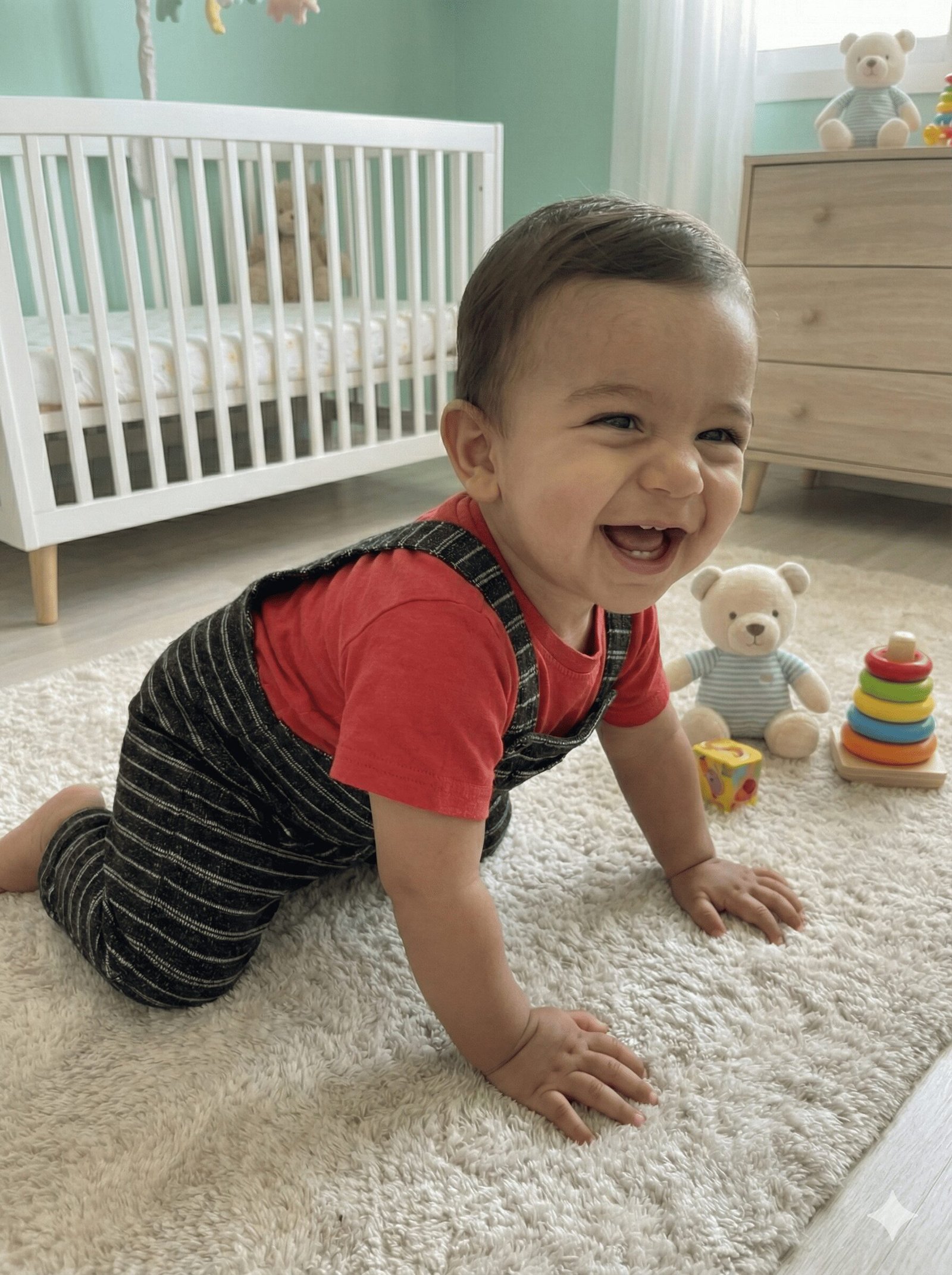 SPICE KIDS BABY Black Striped Bear Dungarees & Red Tee Set — view 3 of 3