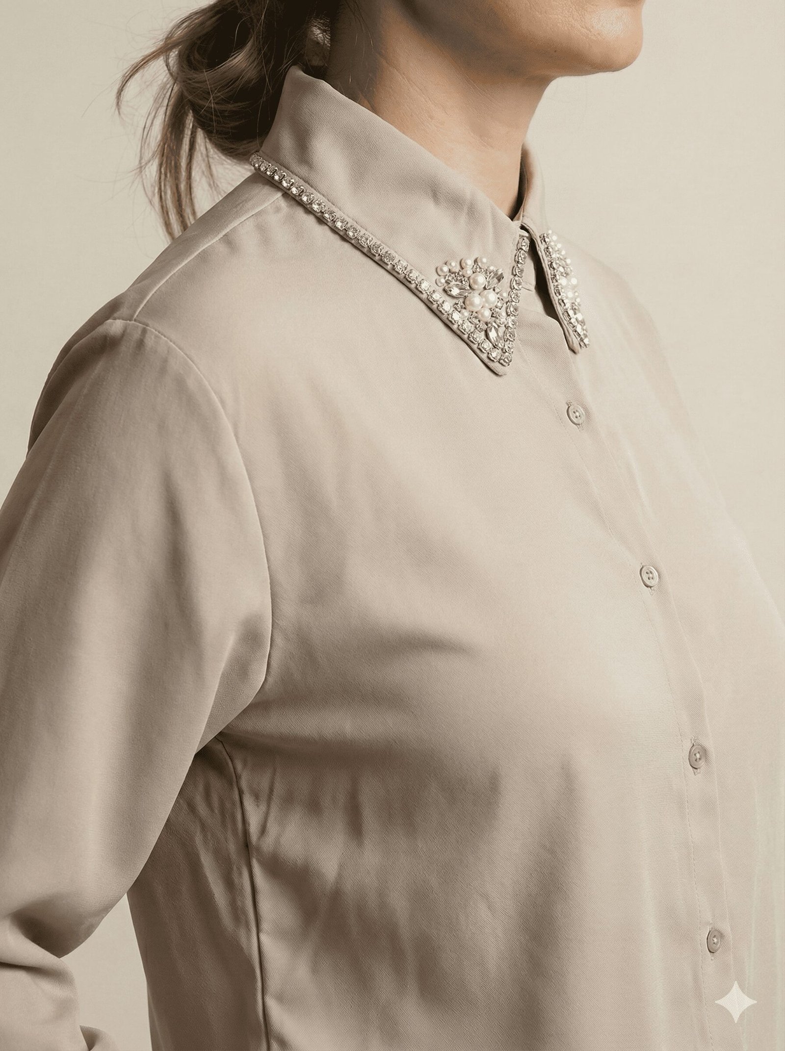 The Embellished Crystal Collar Shirt — view 4 of 5