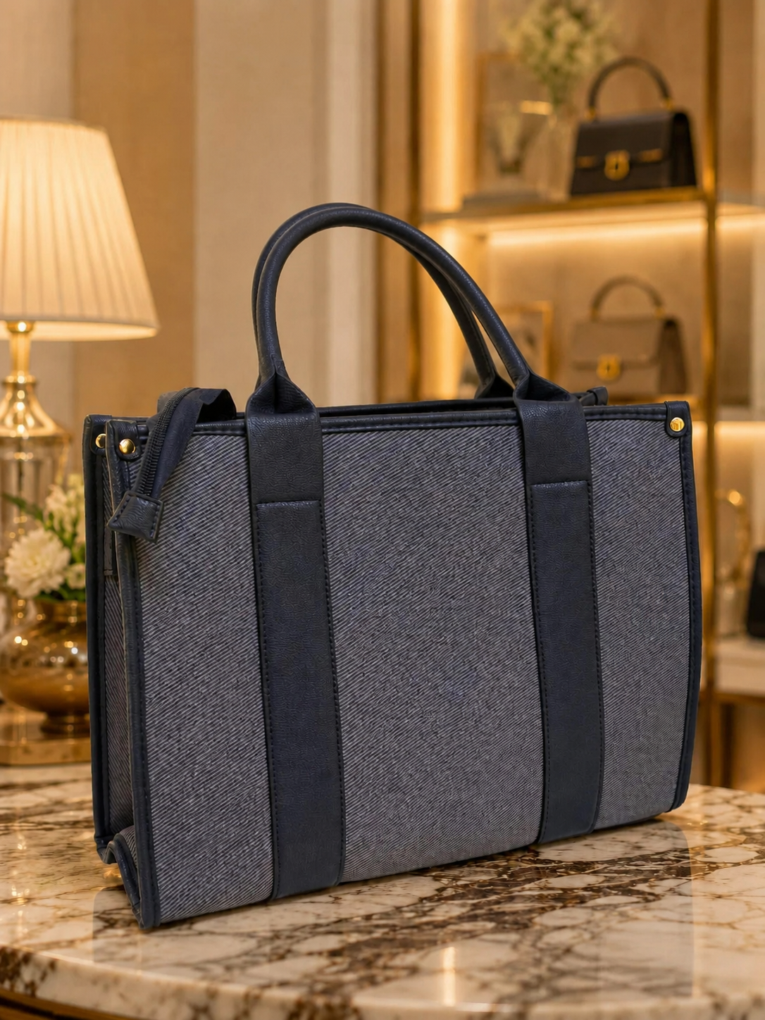 Classic Denim Statement Tote with Crossbody Strap — view 5 of 5