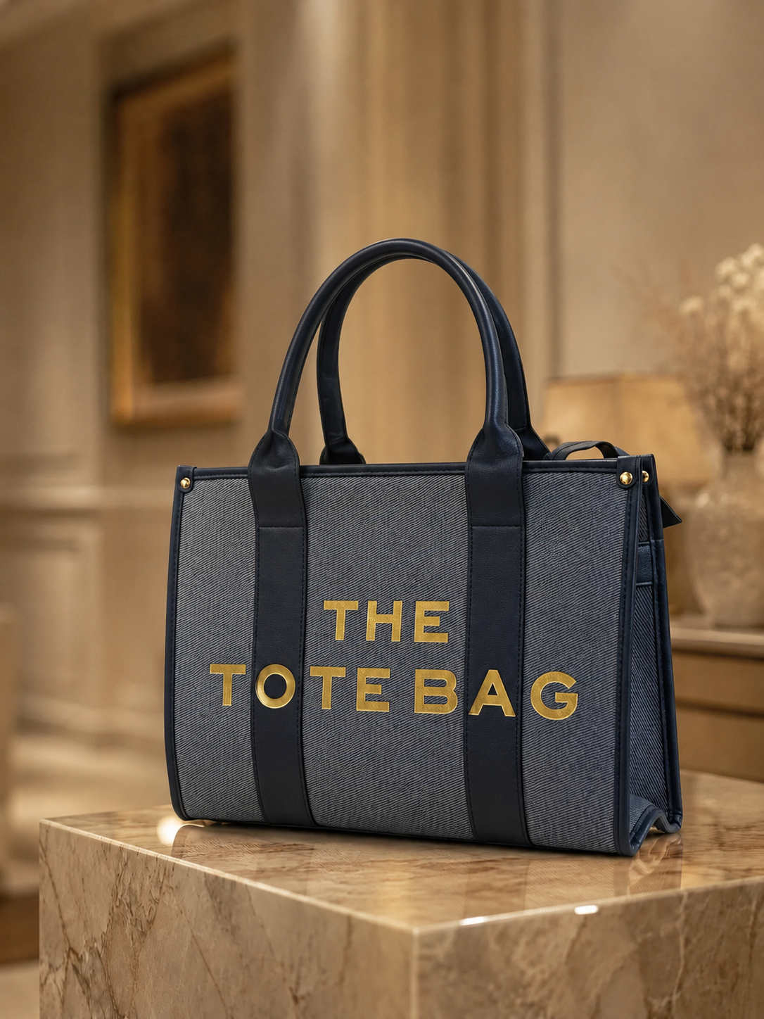 Classic Denim Statement Tote with Crossbody Strap — view 4 of 5