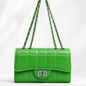 Luxe Verde Quilted Chain Shoulder Bag