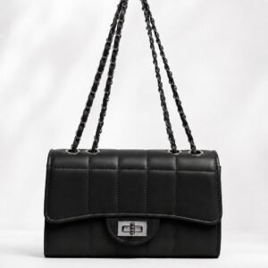 Noir Quilted Chain Shoulder Bag
