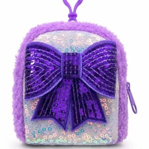 Twinkle Bow Glitter Mini Pouch Keychain – Purple