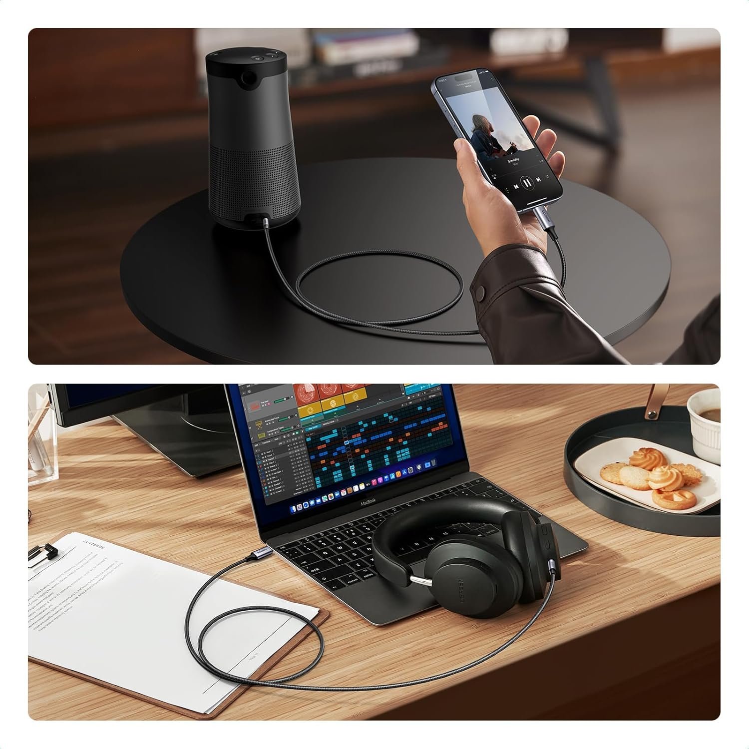 USB C Male to 3.5mm Audio Cable with DAC Chip 1M Headphone Adapter Audio Male Jack Plug Cable Car Stereo Adapter — view 7 of 8