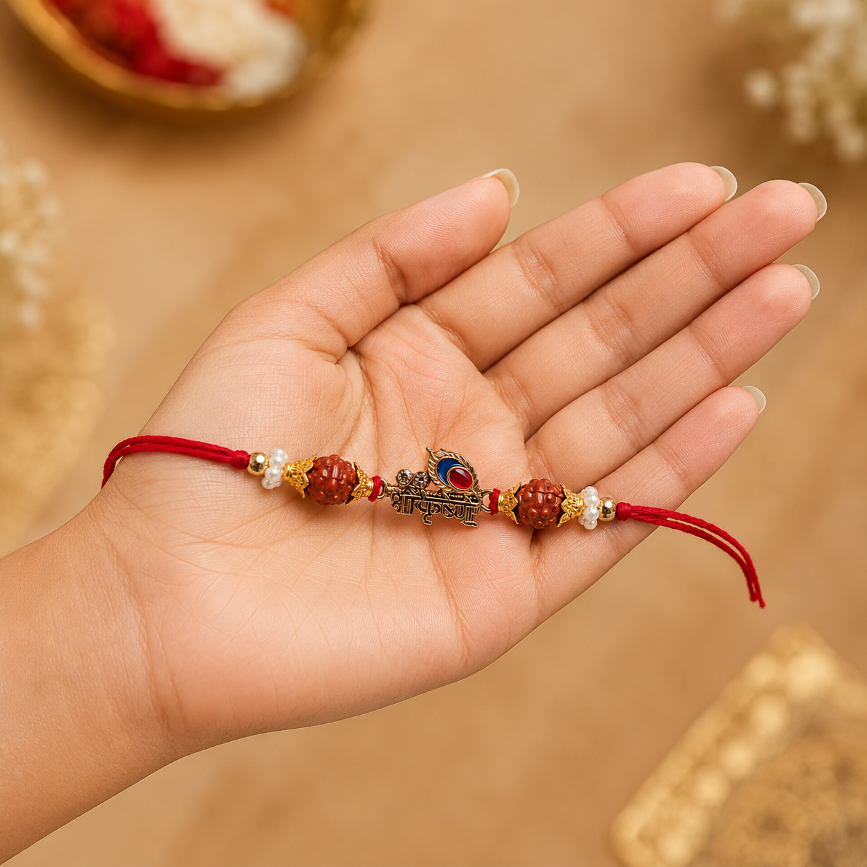 Matrukripa Peacock Rudraksha Rakhi - Image 2