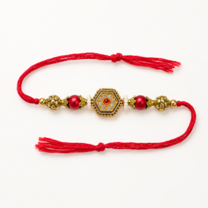 Royal Heritage Hexagon Rakhi – Premium Kundan Designer Bracelet