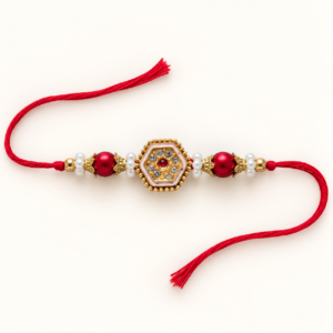 Royal Pearl Hexagon Rakhi – Premium Kundan Designer Raksha Bandhan Bracelet