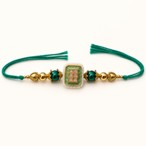 Emerald Pearl Kundan Rakhi – Premium Designer Raksha Bandhan Bracelet