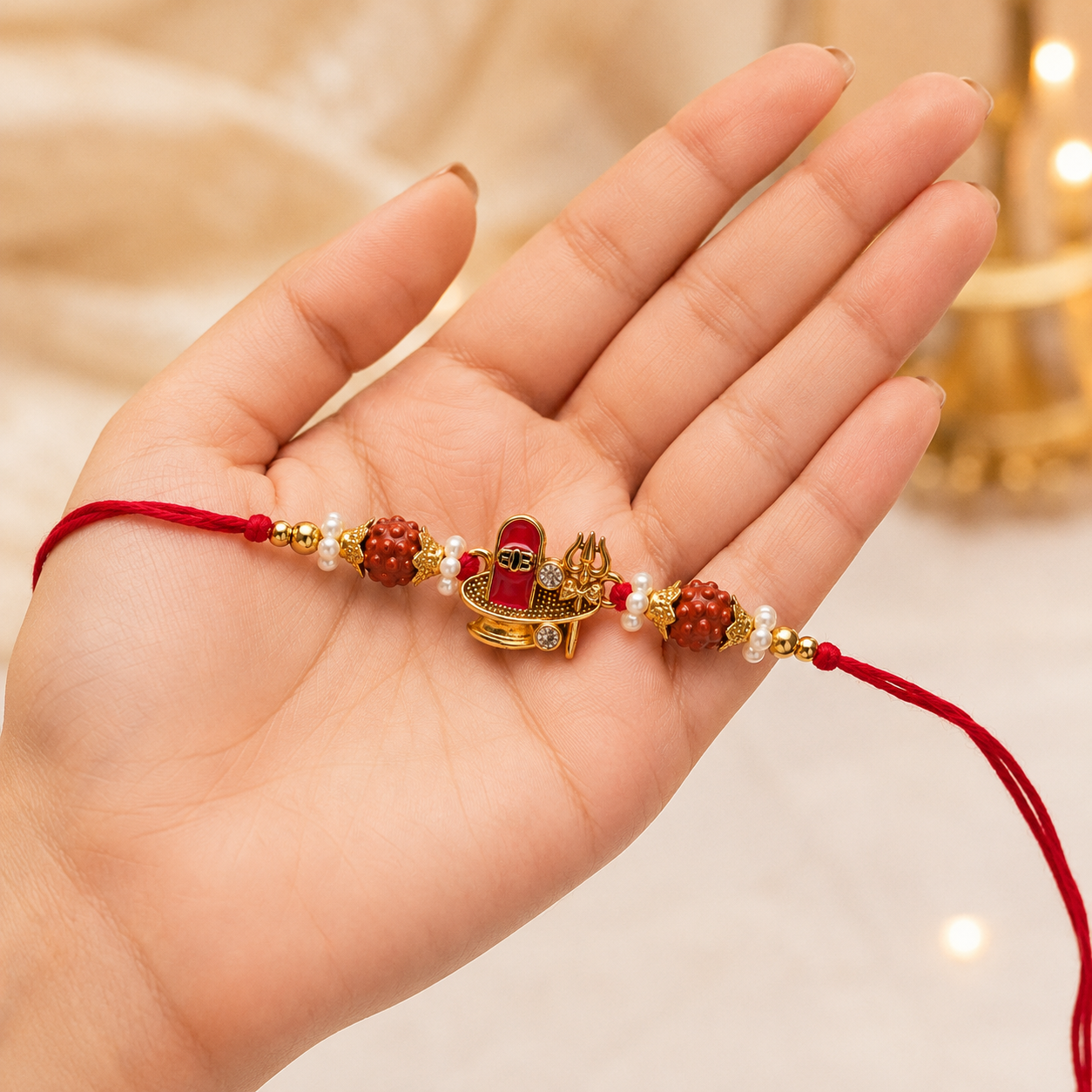 Divine Shivling Rudraksha Rakhi – Premium Spiritual Designer Rakhi - Image 3