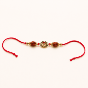Divine Om Rudraksha Rakhi – Premium Spiritual Designer Raksha Bandhan Bracelet