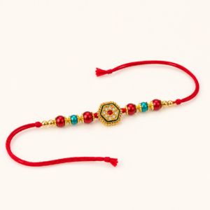 Royal Hexagon Kundan Rakhi – Premium Designer Raksha Bandhan Bracelet