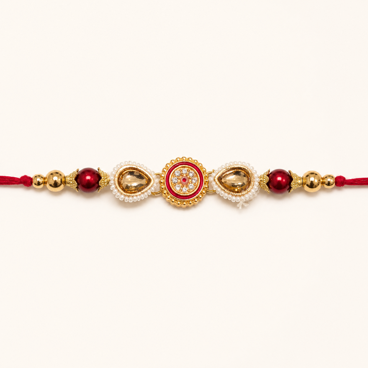 Royal Twin Kundan Pearl Rakhi – Premium Designer Raksha Bandhan Bracelet