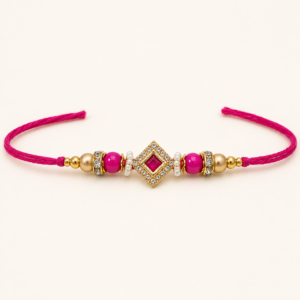 Luxury Lavender Crystal & Pearl Handcrafted Designer Rakhi