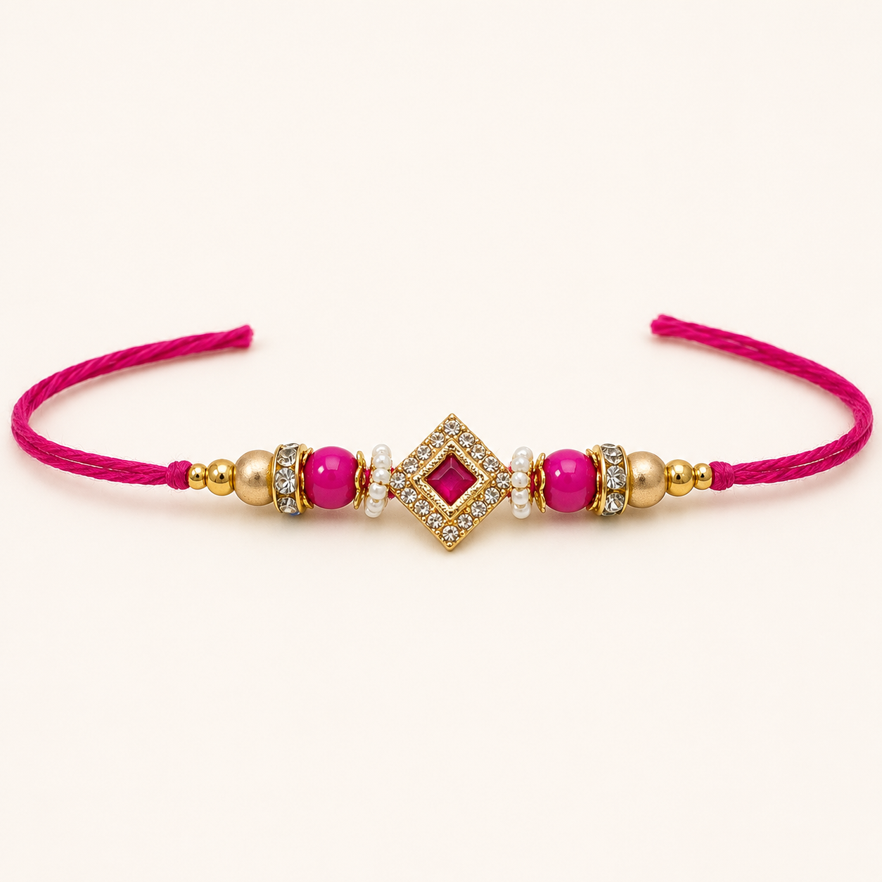 Luxury Lavender Crystal & Pearl Handcrafted Designer Rakhi