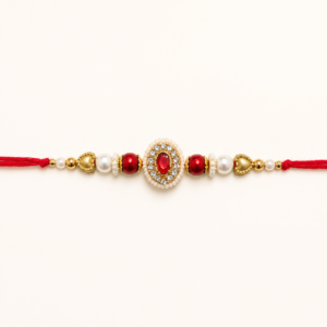 Royal Crimson Pearl Rakhi – Premium Kundan & Pearl Raksha Bandhan Bracelet