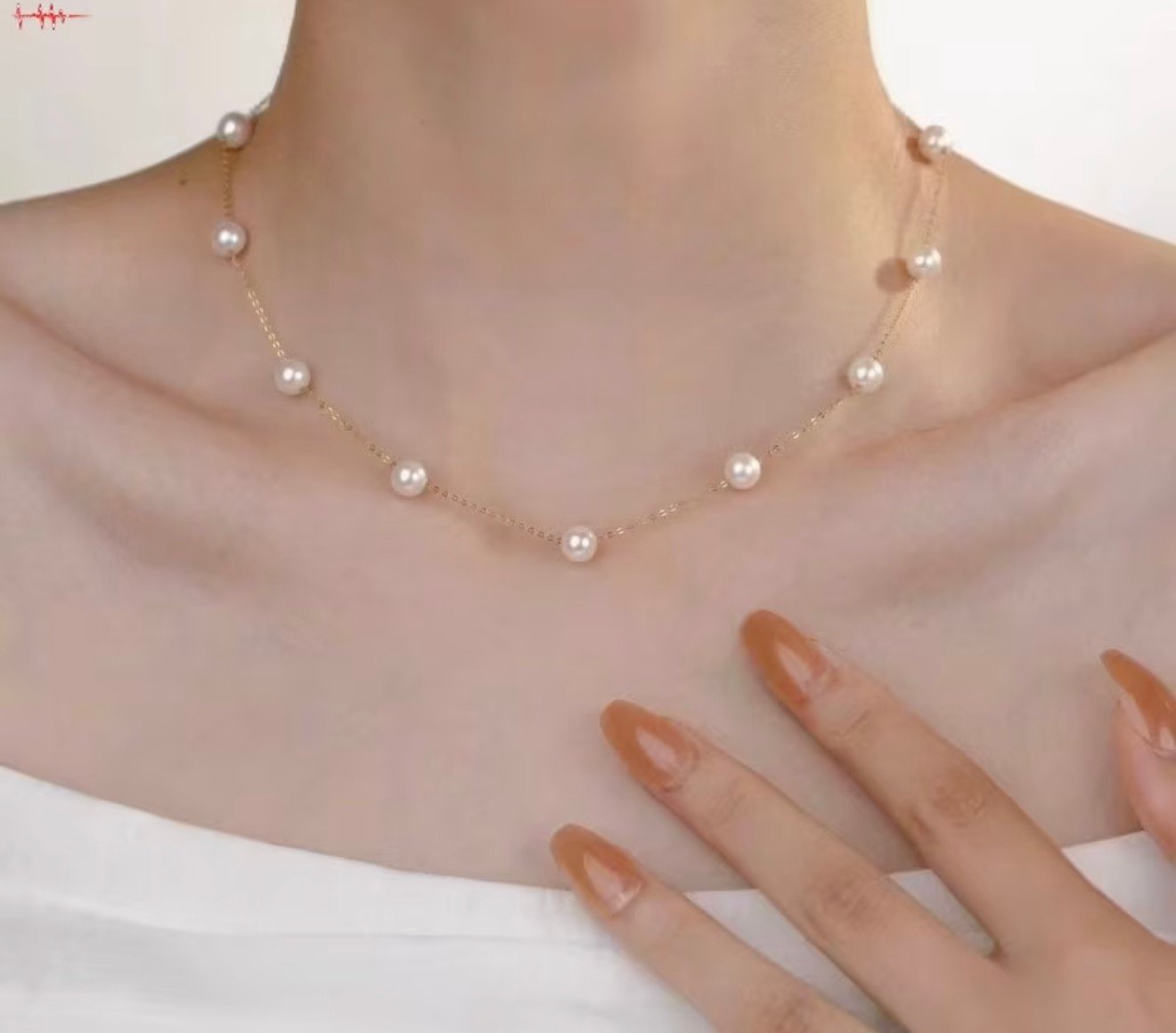 Round Waterproof Non Tarnish Imitation Pearl Necklace With 304 Stainless Steel Cable Chain For Adults — view 4 of 4