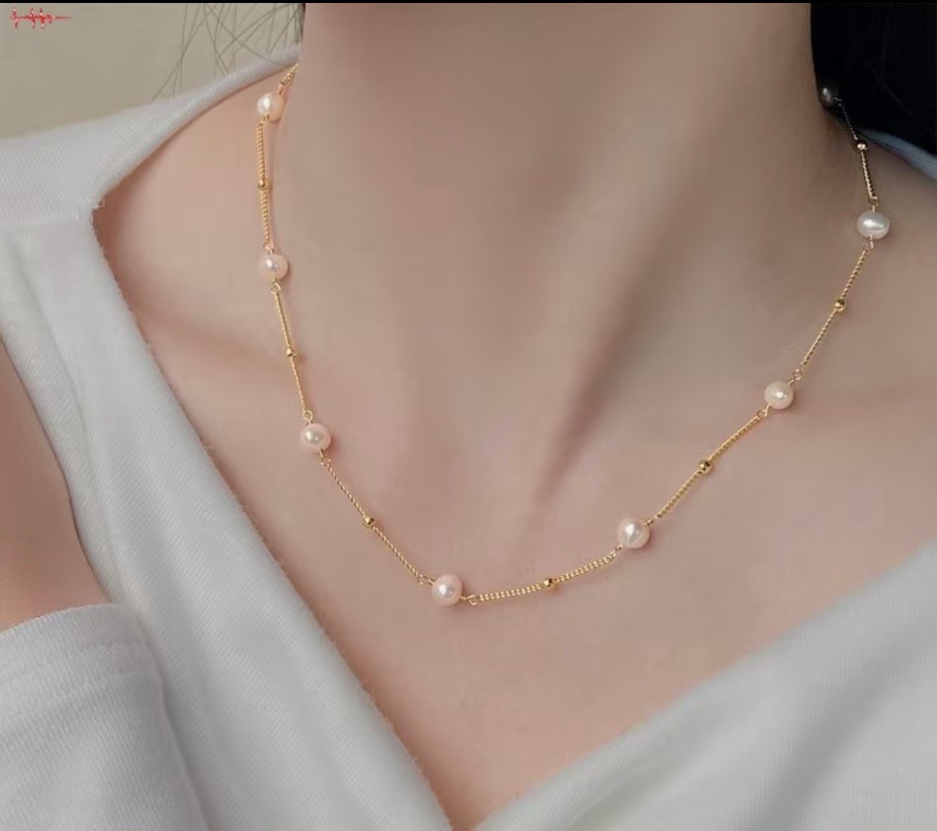 Round Waterproof Non Tarnish Imitation Pearl Necklace With 304 Stainless Steel Cable Chain For Adults