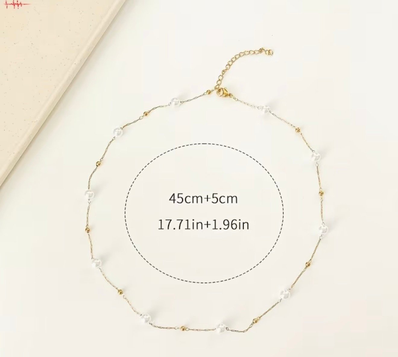 Round Waterproof Non Tarnish Imitation Pearl Necklace With 304 Stainless Steel Cable Chain For Adults — view 2 of 4