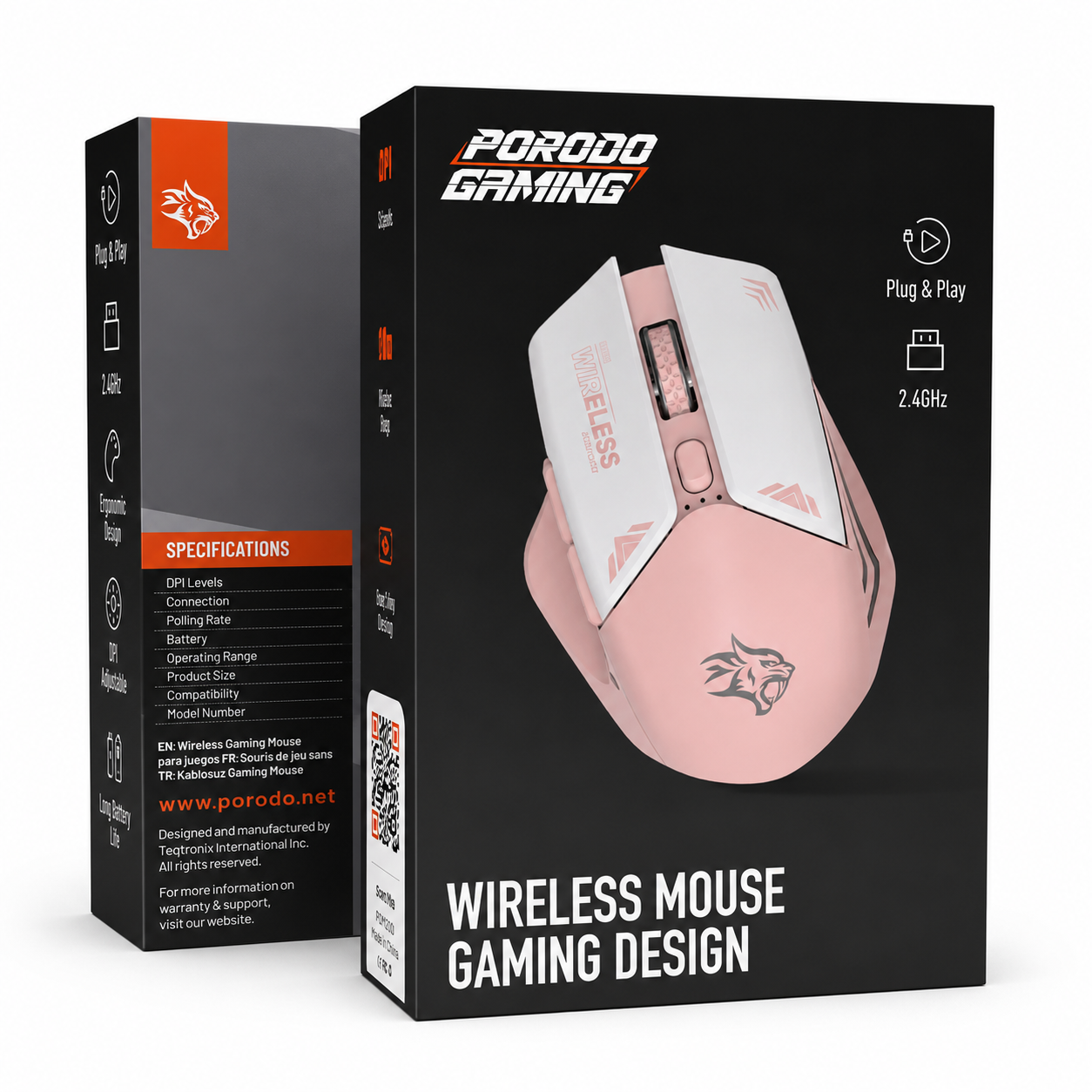 Wireless Mouse 2.4G Nano USB with 10m Rage and 1600 DPI / Power Saving Technology / Gaming Design - Pink — view 4 of 5