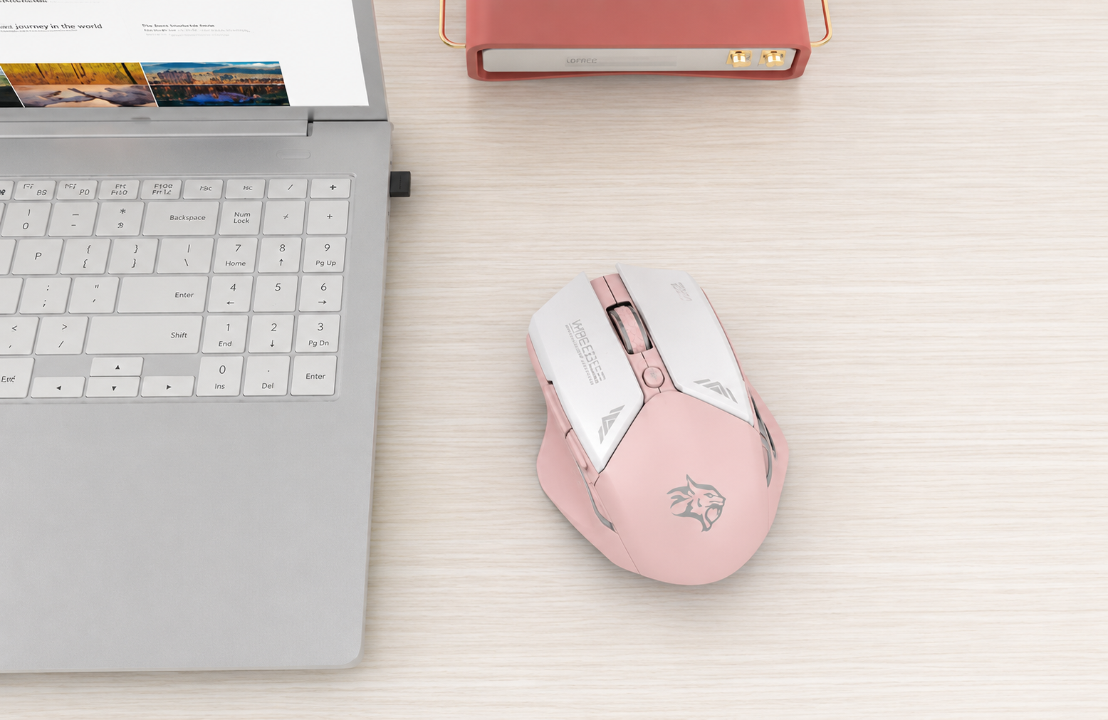 Wireless Mouse 2.4G Nano USB with 10m Rage and 1600 DPI / Power Saving Technology / Gaming Design - Pink — view 5 of 5