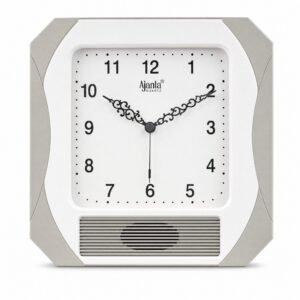 Ajanta Quartz Classic Musical Wall Clock – White & Silver