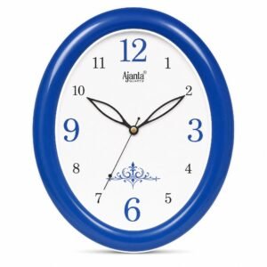 Ajanta Classic Blue Oval Quartz Wall Clock