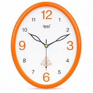 Ajanta Orange Oval Quartz Wall Clock