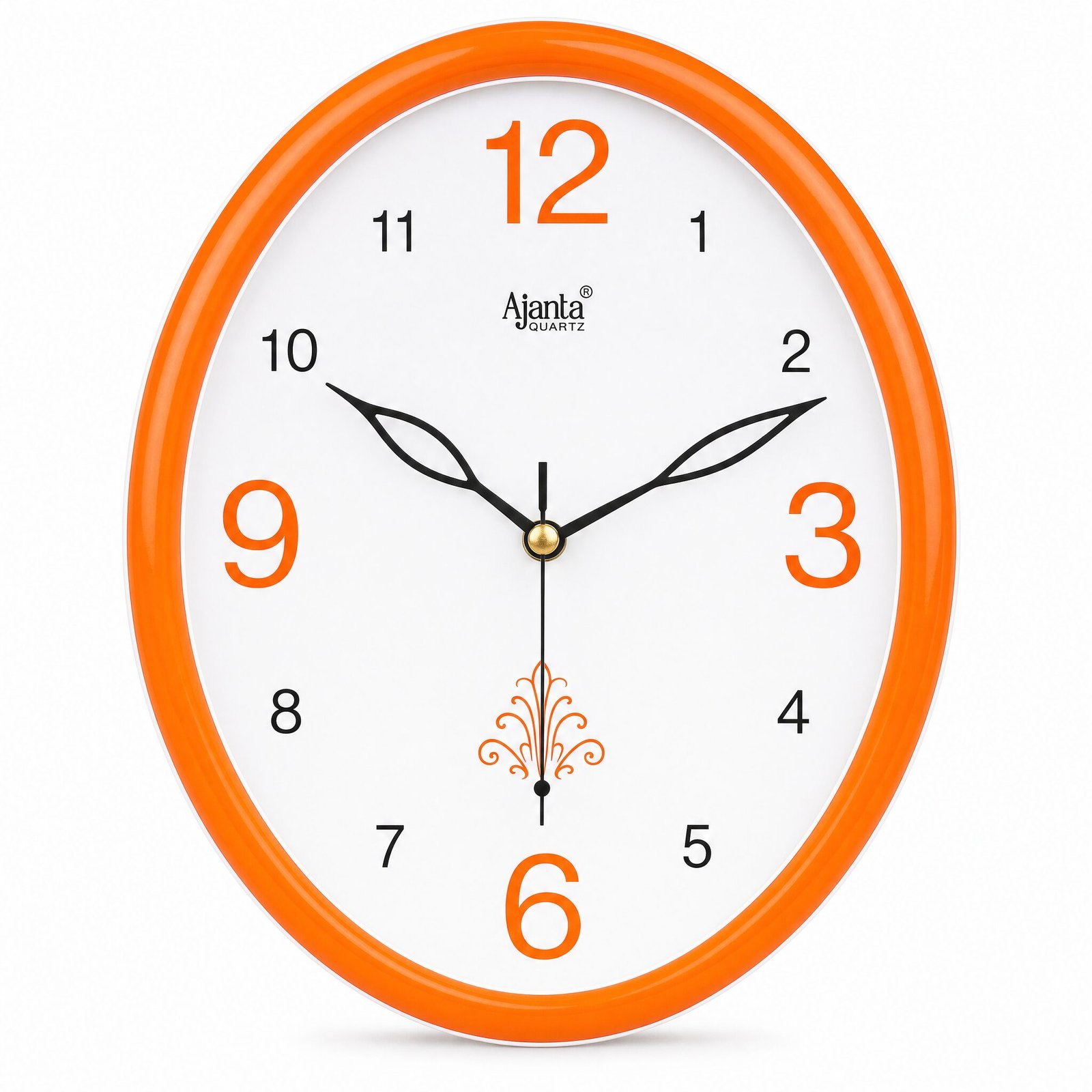 Ajanta Orange Oval Quartz Wall Clock