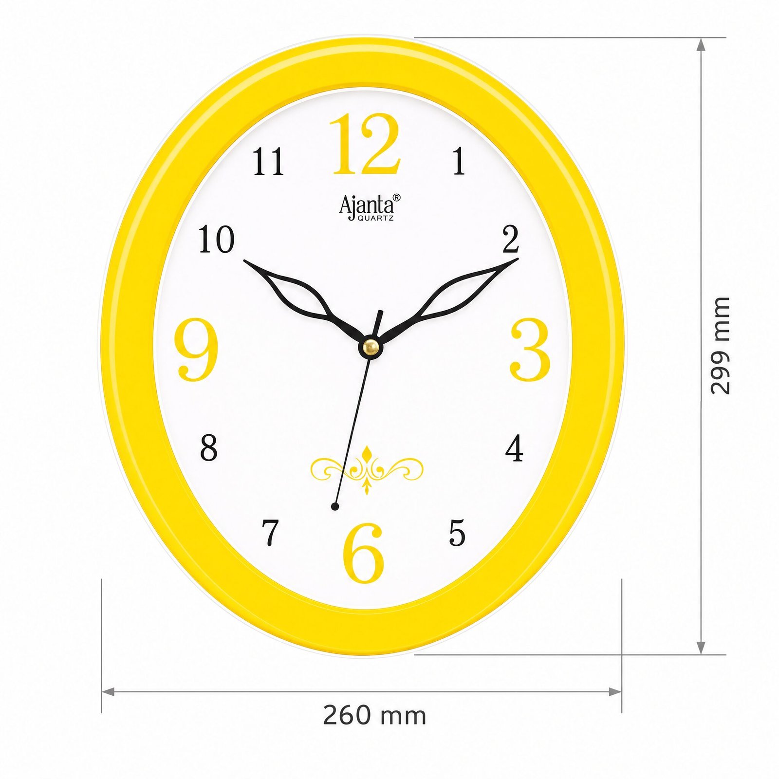 Ajanta Sunshine Yellow Oval Wall Clock — view 2 of 3