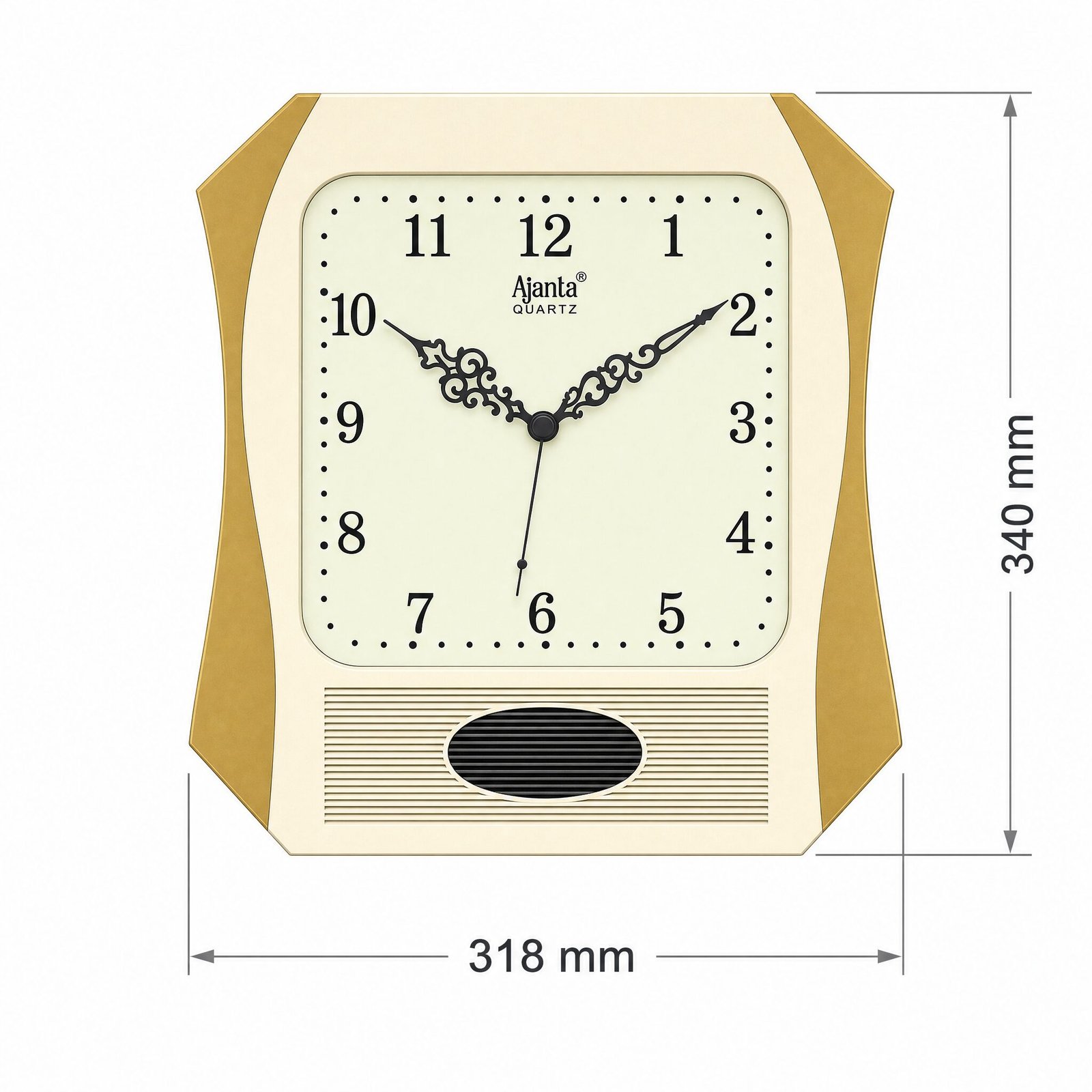 Ajanta Heritage Ivory & Gold Quartz Musical Wall Clock — view 3 of 3