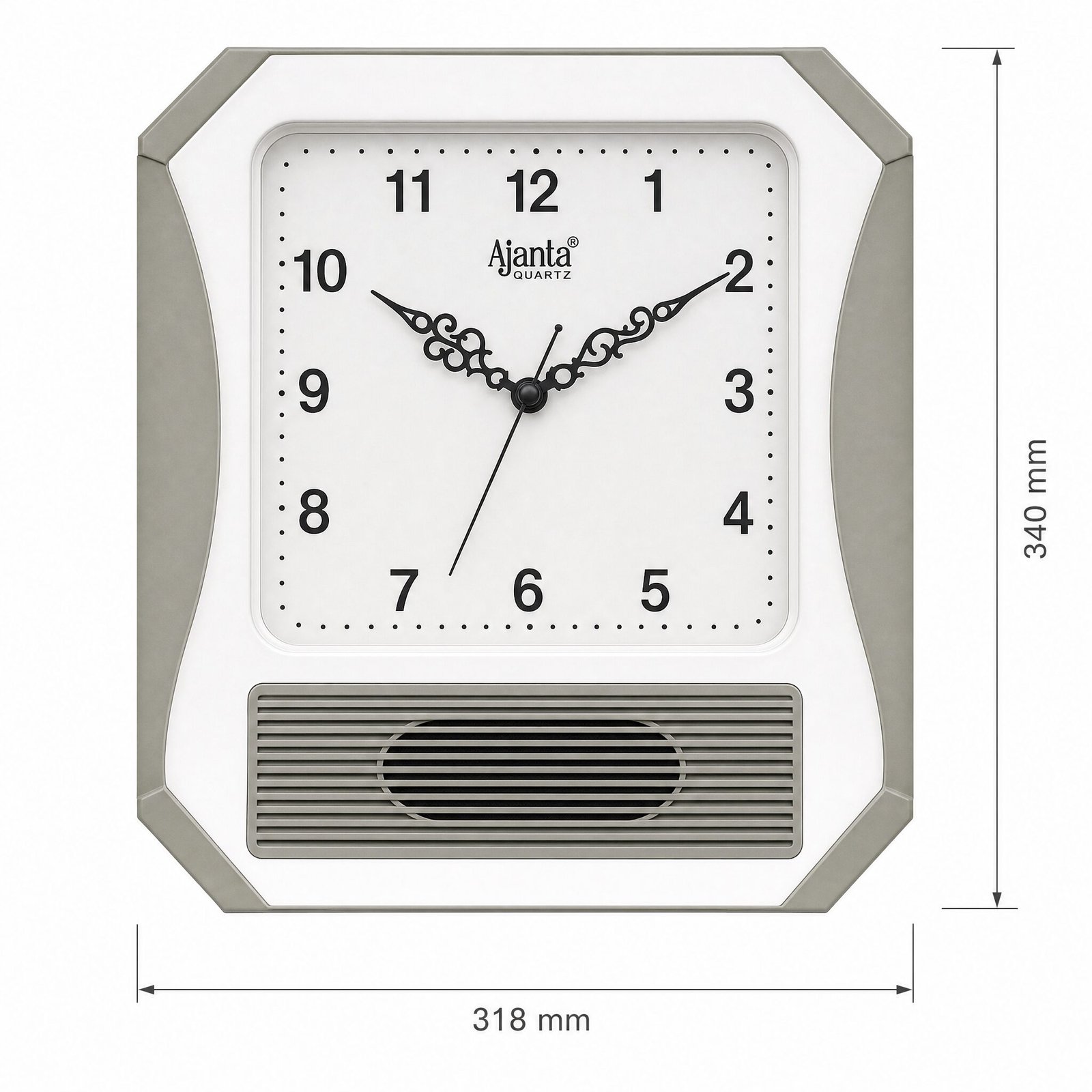 Ajanta Quartz Classic Musical Wall Clock – White & Silver — view 3 of 3