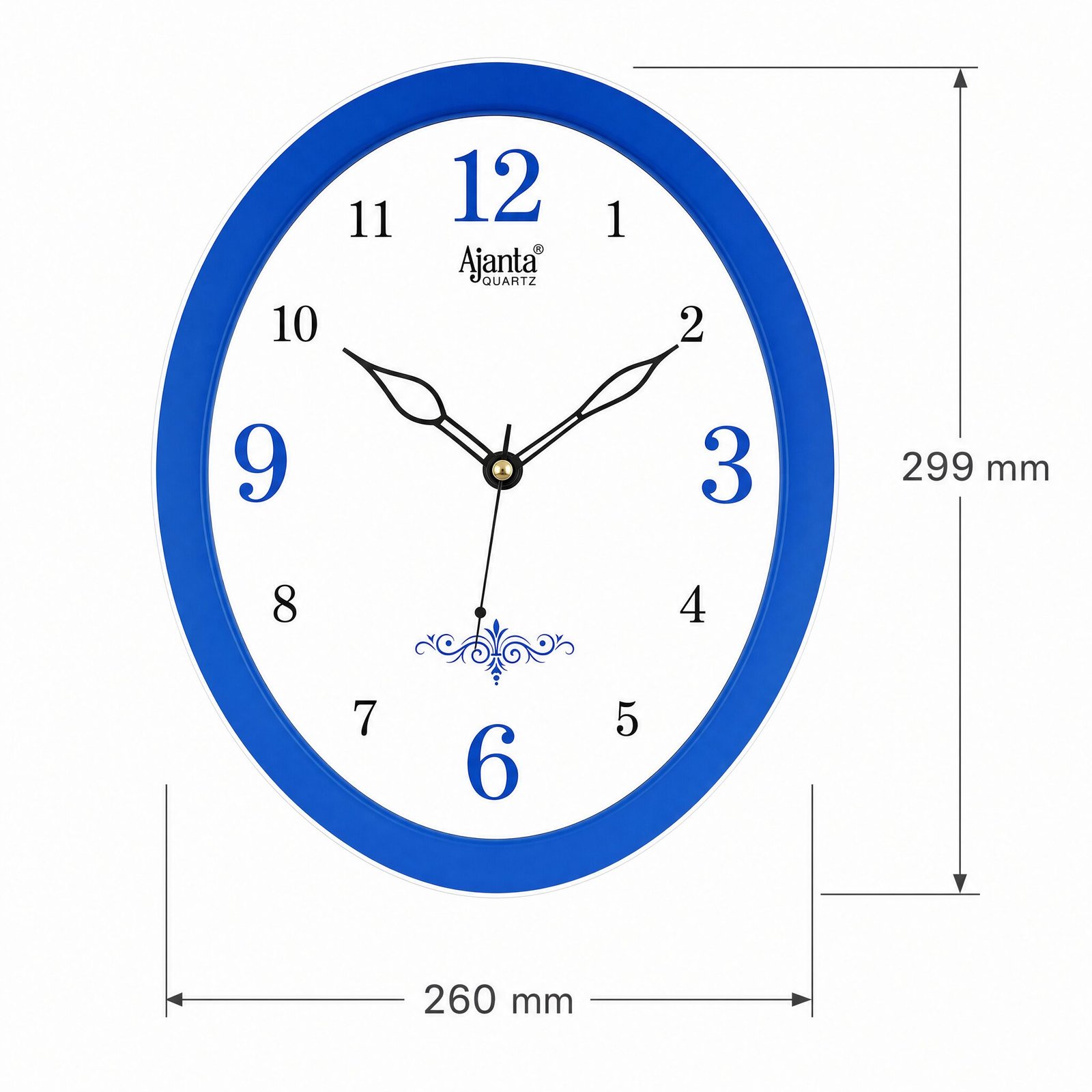 Ajanta Classic Blue Oval Quartz Wall Clock — view 3 of 3