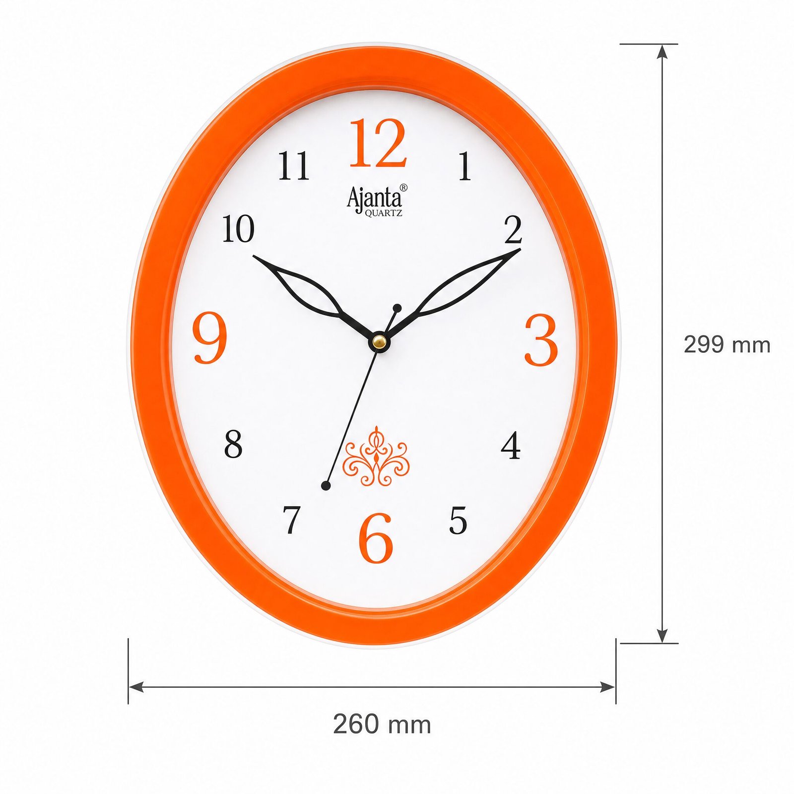 Ajanta Orange Oval Quartz Wall Clock — view 3 of 3