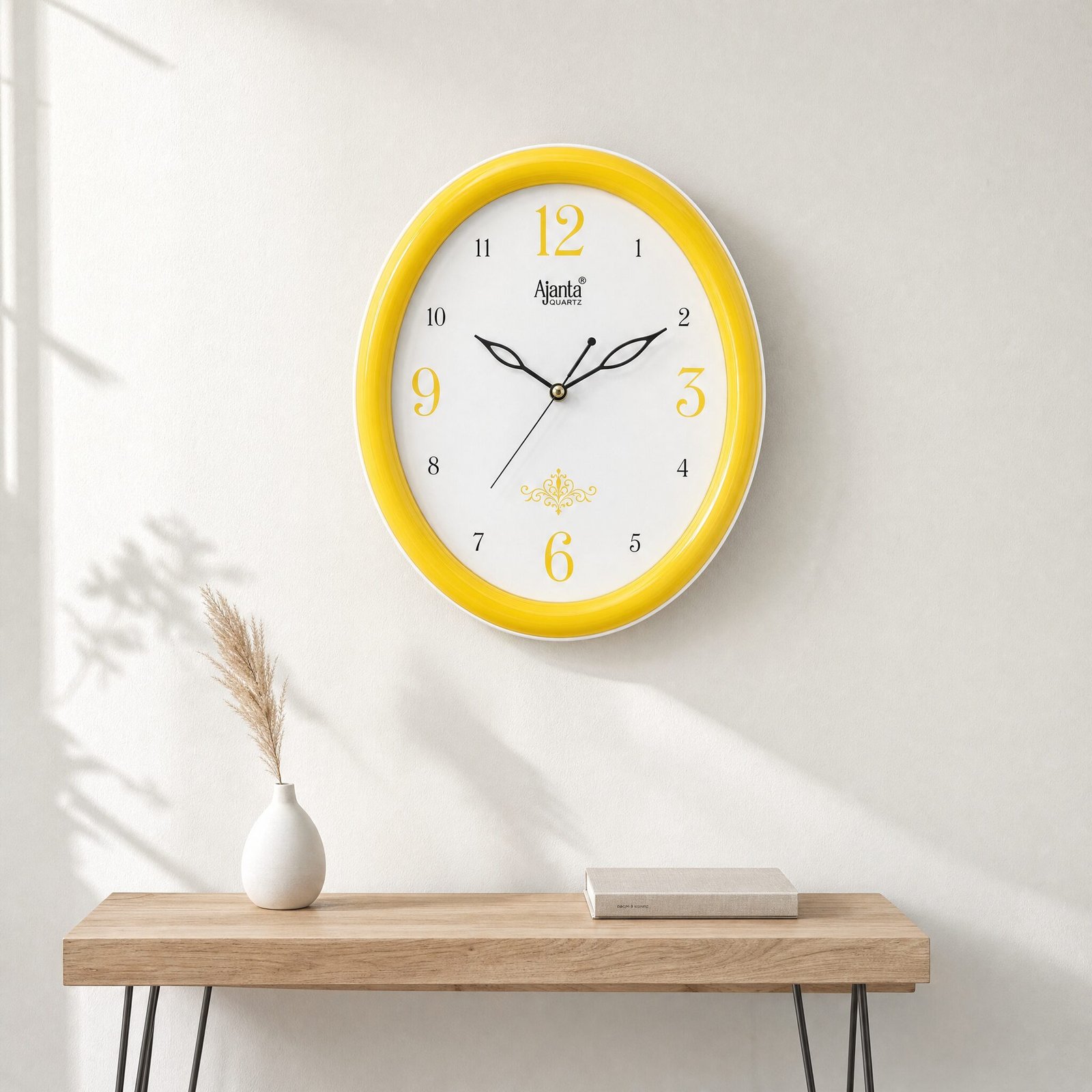 Ajanta Sunshine Yellow Oval Wall Clock — view 3 of 3