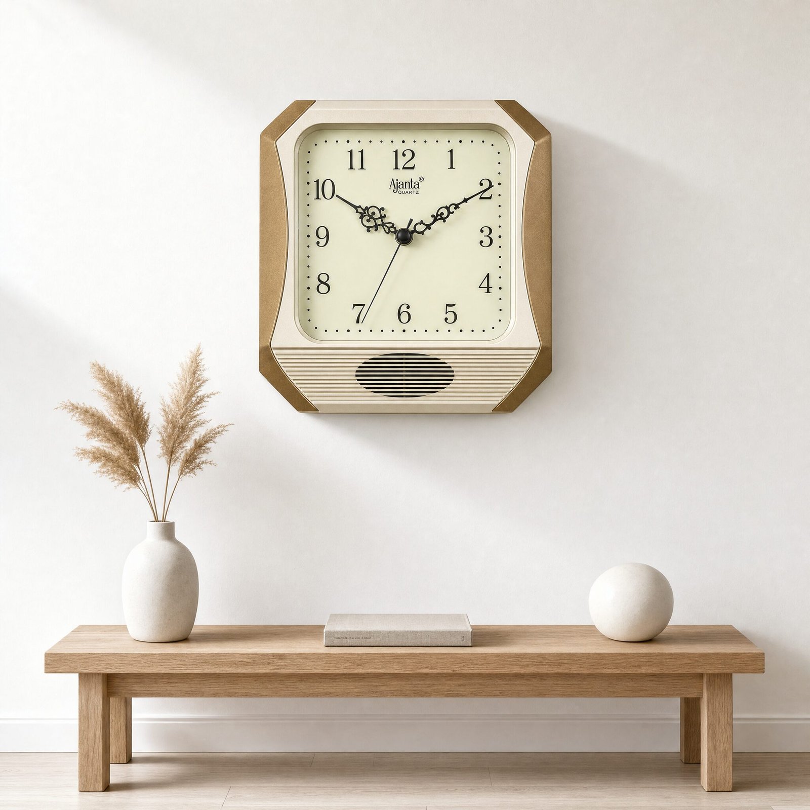 Ajanta Heritage Ivory & Gold Quartz Musical Wall Clock — view 2 of 3