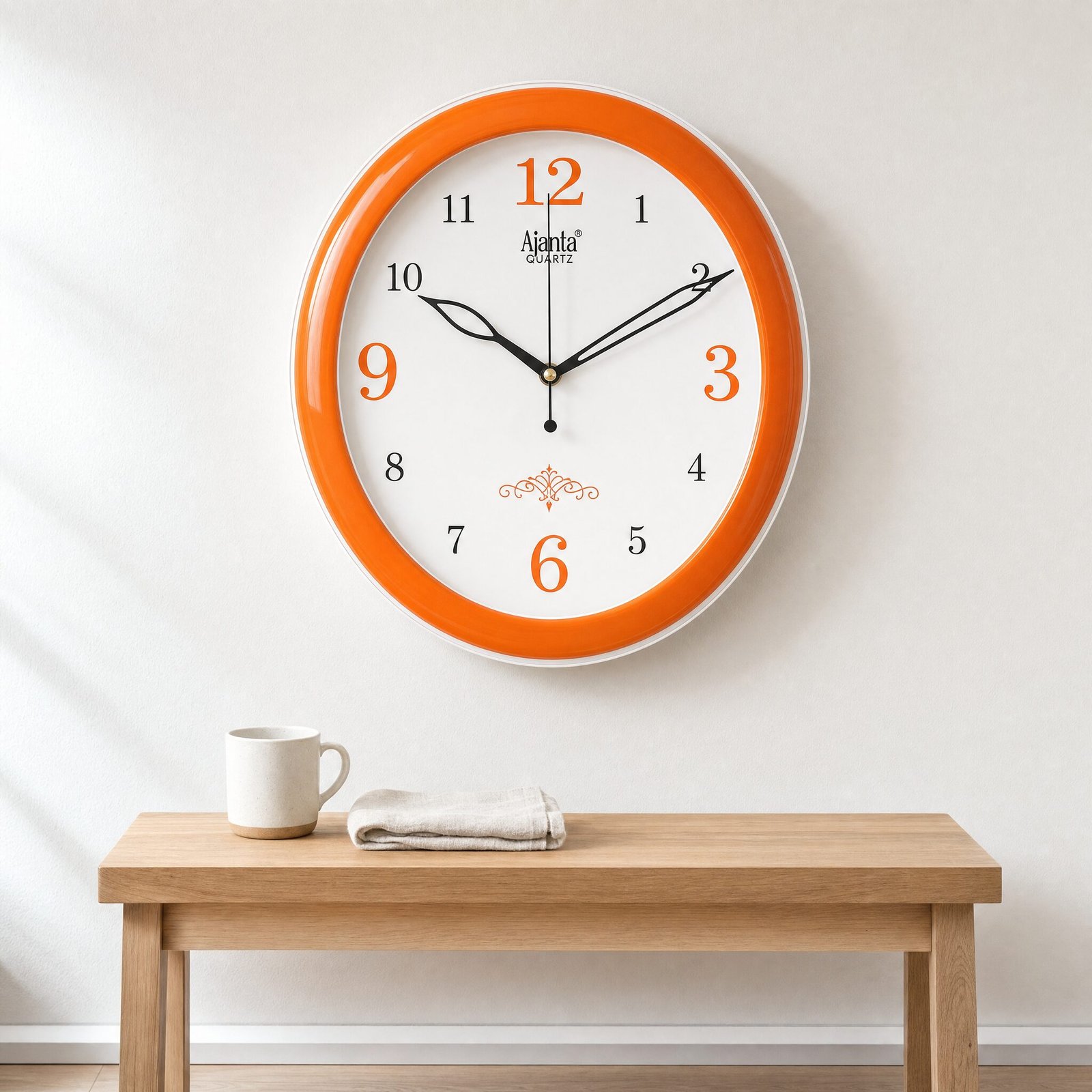 Ajanta Orange Oval Quartz Wall Clock — view 2 of 3