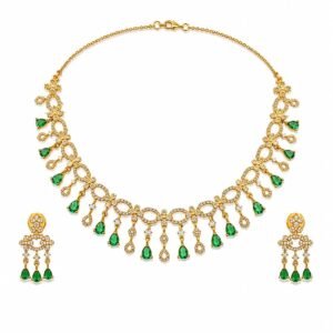 Emerald Dewdrop Floral Necklace & Earrings Set