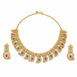 Royal Mayura Ruby & Emerald Necklace Set